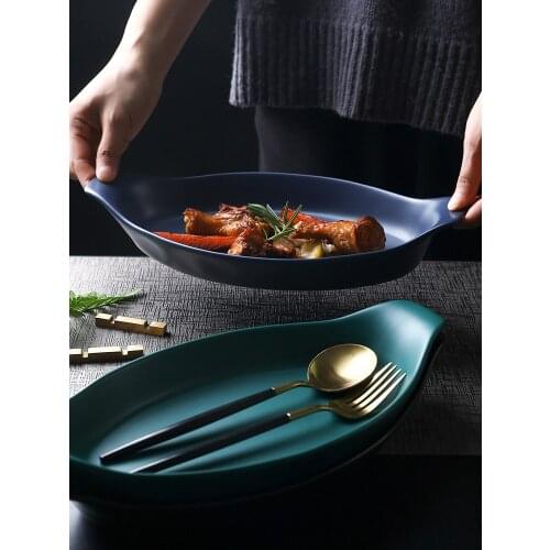 Rice bowl baking pan ceramic steamed fish loaded fish plate large dish creative oven oven dedicated home new LB022703