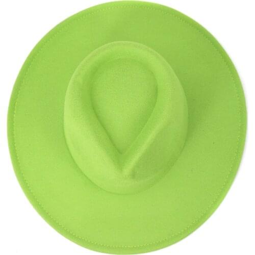 Trendy Women Men Peach Heart Top Hat 9cm Brim Ladies Solid Color Wide Brim Wool Felt Jazz Fedora Hats Panama Party Cap Wholesale