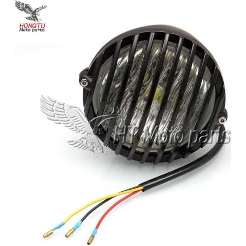 Motorcycle Cruise 5 3/4" Black metal Fence Front Headlight For Harley 883 1200 XL For Honda Steed Shadow Manga 250 400 600 750