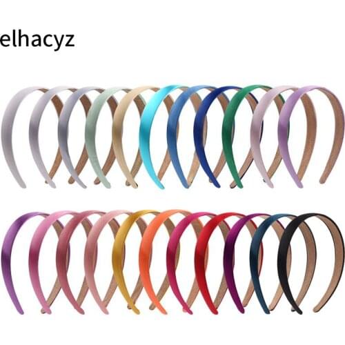10pcs/lot New Chic Lady Smooth Solid Satin Hair Band Plain Alice Headband 2CM Wide Head Hoop Ribbon Women Girls Hair Accessories