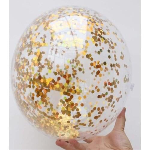 Wholesale 40cm PVC Transparent glitter ball Inflatable sequin beach ball Water toy balls photo props