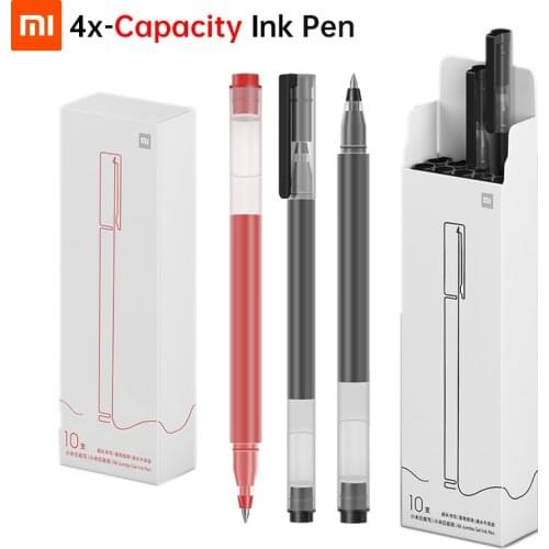 Original Xiaomi Mi High-Capacity Ink Pen 0.5mm Black Red 4x Write Length 4-Times Of Normal Smoother Longer Fast Dry Spring Head