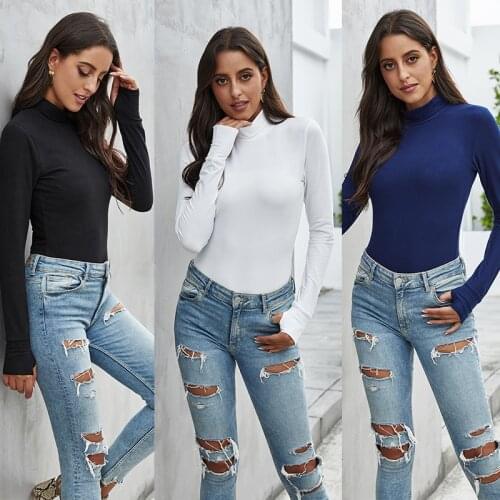 Autumn / Winter 2020 Womens New Top Long Sleeve Top Bottoming Shirt Solid Matte Bottoming T-shirt