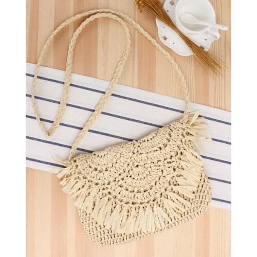 Vacation Shoulder Crossbody Bags all-match Clutch Summer Straw Bag For Women Handmade Tassel Beach Bags Rattan Woven Handbags