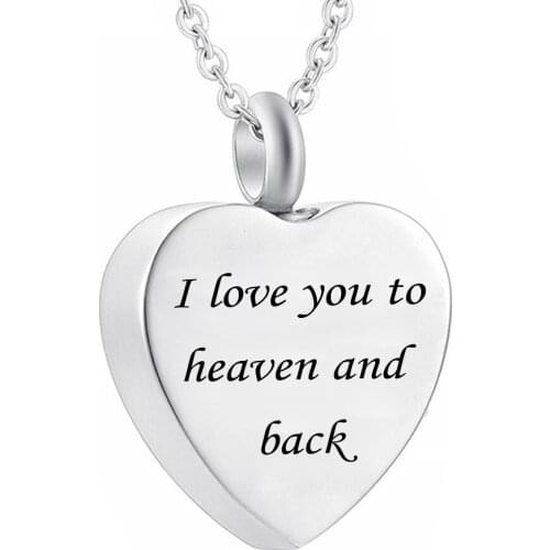 "I love you to heaven and back " Pet Paw Cremation Urn Necklace for Dog Ash Jewelry Memorial Keepsake Pendant with Free Engrave
