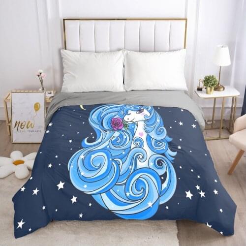 Unicorn Cartoon Duvet Cover with Zipper Comforter/Quilt/Blanket Case 140x200 200x200 Bedding For Children Kids Baby Girls Boys