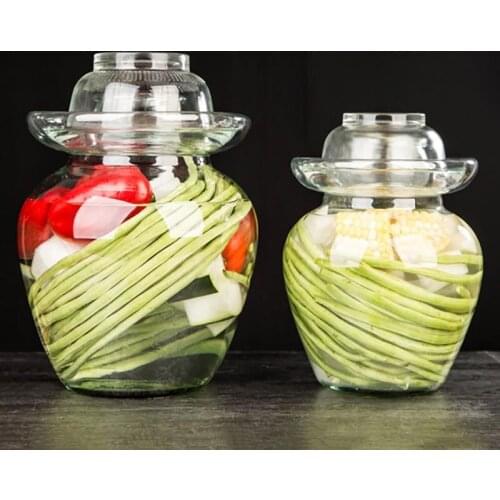 Transparent Glass Kimchi Container Household Kimchi Jar Kitchen Accessories Food Pickled Pickling Jars Sealed Storage Tank Gifts