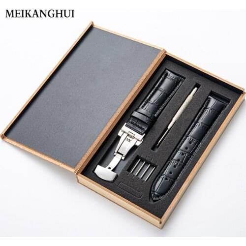 Watchband 12mm 14mm 16mm 18mm 19mm 20mm 21mm Calf Genuine Leather Watch Band Alligator Grain Watch Strap for Tisssot Seiko