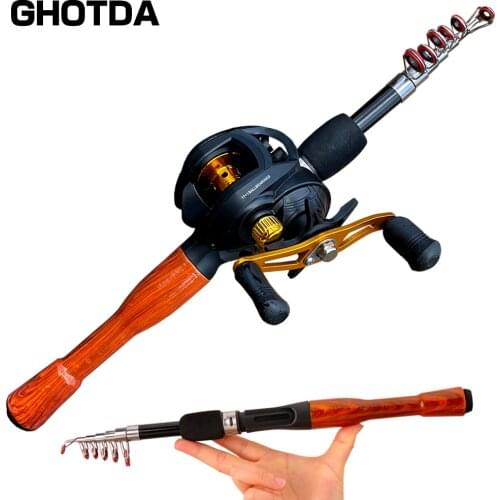 Rod and Reel Combo Carbon Fiber Fishing Rod Reel Wooden Handle Rotating Rod Sea Carp Fishing Rod Combination Fishing Big Fish