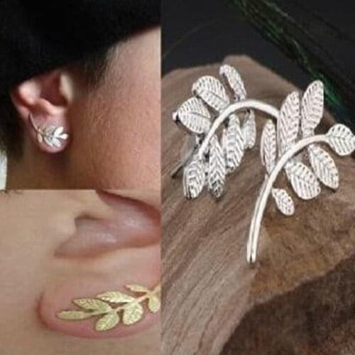 Ahmed Jewelry Fashion Gold and Sliver korea Leaf Stud Earrings For Woman 2017 New Alloy Earring Free Gift 1pcs d09