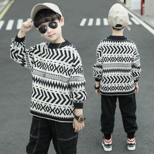 Boys Sweater Kids Outwear Tops 2021 Classic Fleece Thicken Warm Winter Autumn Knitting Pullover Children Clothing