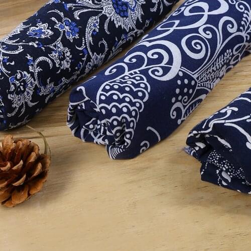 Longan Craft Supplies 100% Cotton Chinese Style Dark Blue Calico Blue And White Color Fabric For DIY Home Decor Handmade Apparel