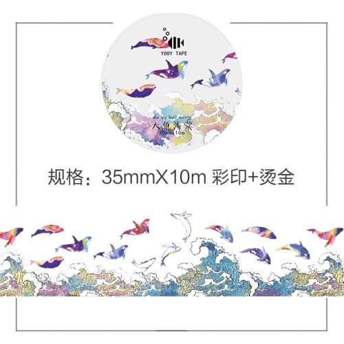 Amazing Sea Fish Washi Tapes Bullet Journal Masking Tape Adhesive Tape DIY Scrapbooking Decoration Washi Stickers
