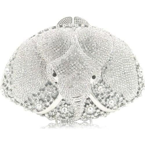 Elephant Diamond Evening Bags Wedding Minaudiere Handbags Purses Women Crystal cross body bags Clutch Formal Dinner shoulder Bag