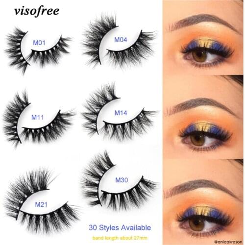 Visofree Mink Eyelashes 3D Mink Lashes Thick Handmade Full Strip Lashes Cruelty Free Mink Lashes 38 Style False Eyelashes Makeup