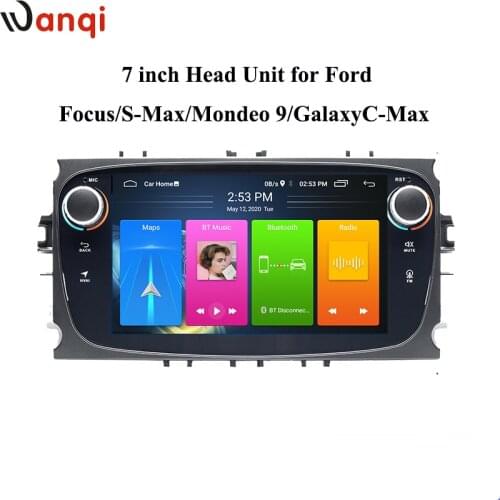 Wanqi 7inch Android10.0 Knob Car Radio GPS Multimedia For Ford Focus S-max Mondeo 9 Galaxy C max Stereo Multiple Player no dvd
