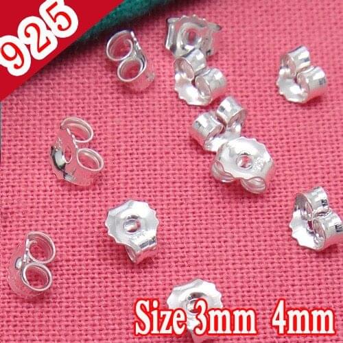 100pcs 3 4mm 925 Silver Butterfly Earrings Back Fit Stud Earrings Clasp Earring Stopper DIY Earring Fashion Jewelry Findings