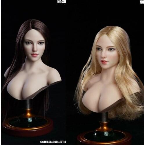 1/6 SDH018B Beauty Pale Skin Girl Head Sculpt female Long Blonde hair head carving For 12'' Action Figure Toys
