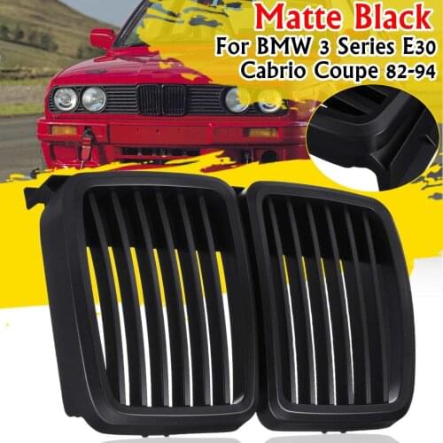 1 Pair Front Hood Kidney Grille Center Bumper Grill 51131884350 for BMW 3 Series E30 1982-1994 Gloss Black M-Color Matte Black