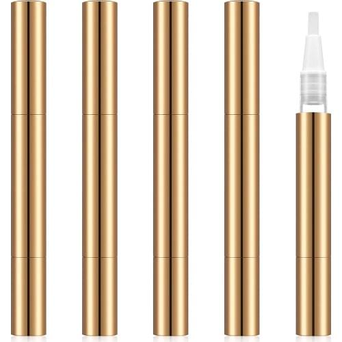 10Pcs 3 ml Pens Empty Nail Oil Pen with Brush Tip Cosmetic Lip Gloss Container Applicators Eyelash Growth Liquid Tube (Gold)