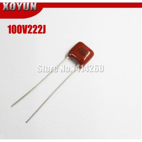 10pcs/lot 100V222J Pitch 5MM 222J 100V CBB Polypropylene film capacitor