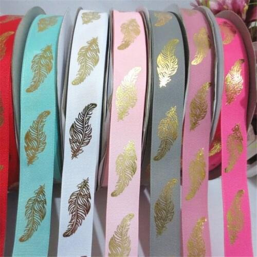 100Yards 2.5cm Ribbon Gilt Leaf Feather Rib Belt Clothing Accessories Ribbon Hand DIY Fabric Thread Belt 204