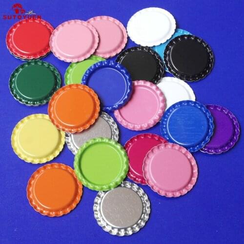 12 Colors 100 pcs/lot both Side Colored Flattened Bottle caps Without Holes Metal Cap For Jewerly Crafts You Can Choose Colors