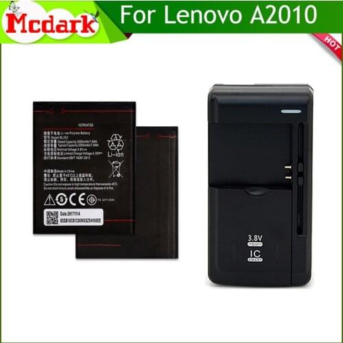 2PCS BL253 Battery For Lenovo A2010 Batterie Bateria Accumulator AKKU 2050mAh+Universal Charger