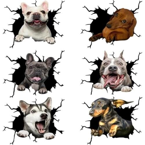 20CMX30CM Creative Fun English Bulldog Peeking Dog Vinyl Dachshund Husky Black Car Sticker Motorcycle Auto Exterior Accessories