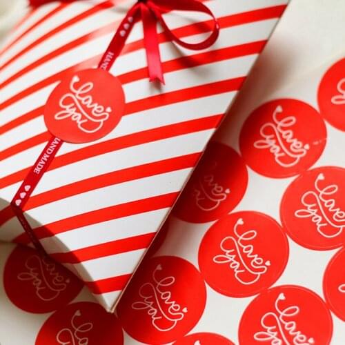 60pcs/lot red color round "love you" adhesive seal sticker decorative paper seal sticker for handmade products