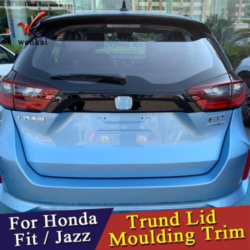 ABS Piano Black Rear Tail Trunk Lid Moulding Trim For Honda Fit Jazz GR 2020 2021 Car Accessories
