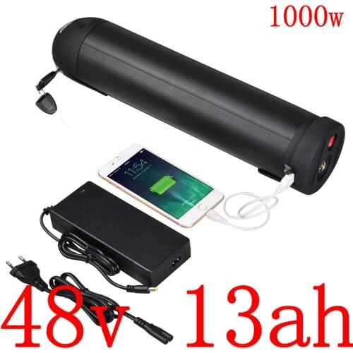 Free customs tax 48V 13AH lithium battery 48v 13ah electric bicycle battery for 48V 500W 750W 1000W ebike motor with USB port