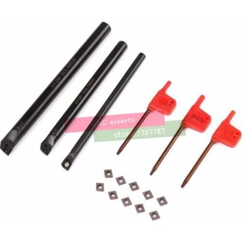 3PCS S12M / S06K / S07K / S08K / S10K 95° Spiral Turning Tool Holder Boring Bar + 10PCS CCMT060204 Carbide Insert high precise