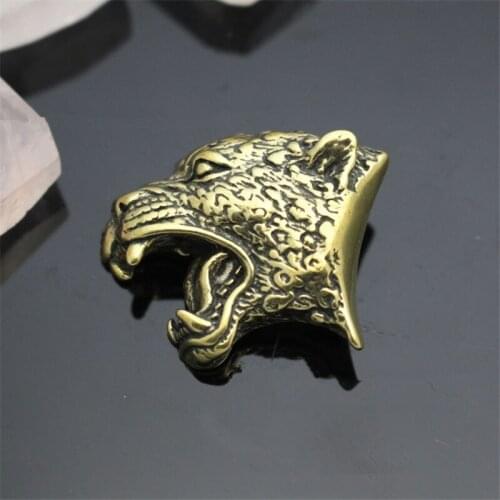 EDC Knife Beads Roar Lion Manual Leather Goods Accessories Pure Brass Lion Head Decorative Buckle Multi Tools Accessories