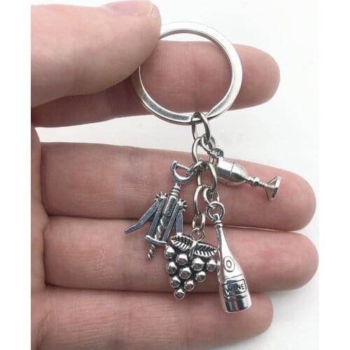 Europe And America Cocktail Grape Wine Bottle Opener Goblet Grape Wine Key Chain Bar Keychain