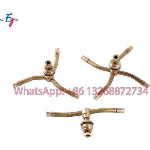 FY Irrigation Watering Nozzle Spray Rotating Brass Garden Sprayer 360 Degree 3 Arms Sprinkler Automatic Watering Grass Lawn