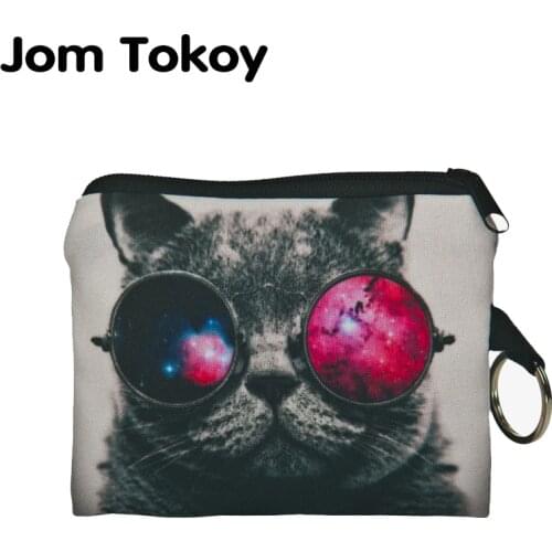 Jom Tokoy Sunglasses Cat Mini Wallet Fashion Prints Women Purse Holder Small Zipper Coin Purse Female Money Bags