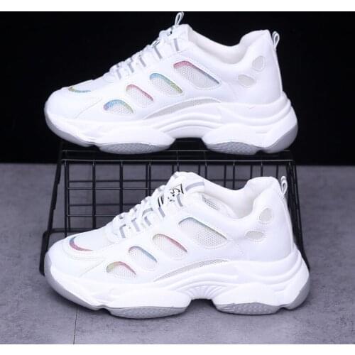 Spring Autumn Korean Platform Sneakers Women Shoes Thick Bottom Chunky Dad Sneakers Breathable Mixed Color Casual Shoes Woman