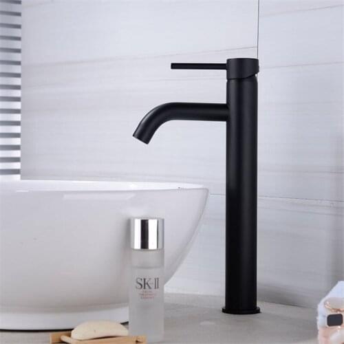 Bathroom Basin Faucet Brass Sink Mixer Tap Hot & Cold Black Baking Faucet Single Handle Deck Mounted Lavatory Crane Tap