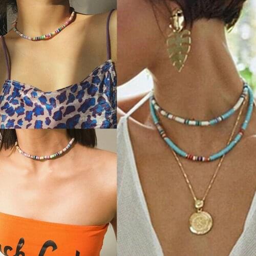 Bohemian Colorful Clay Necklace Handmade Beads Collar Choker Necklace DIY Fashion Jewelry For Women Party Engagement Best Gift