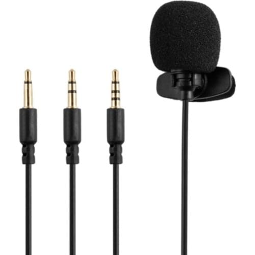 Portable 2 3 4 Pole 3.5mm Wired Stereo Clip-on Lavalier Lapel Microphone Condenser Mini Mic for Mobile Phone Laptop PC Recording