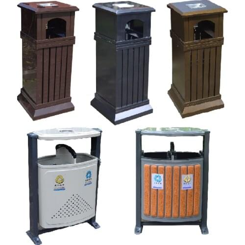 TT Outdoor Trash Bin Large Trash Can Classification Scenic Spot Sanitation School Outdoor Steel Wood Park