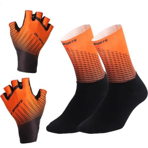 DH Sports Unisex Cycling Half Finger Gloves Cycling Socks Sets Washable Bike Gloves Racing Bicycle Gloves for Man multicolour