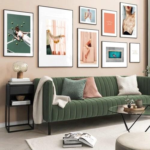 Wall Art Canvas Painting Sexy Woman Pink Curtain Lace Shadow Quote Nordic Posters And Prints Wall Pictures For Living Room Decor