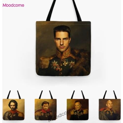 Neoclassical Oil Painting Famous Celebrities Movie Star Singer Face Replacement General Costume Shoulder Shopping Bag Tote Bag