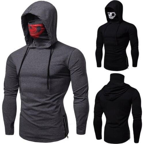 New Mens Running Sportswear Running Hooded Fitness Sports Hooded Hoodies Gym Training Jogging Sweatshirt Skull Pattern
