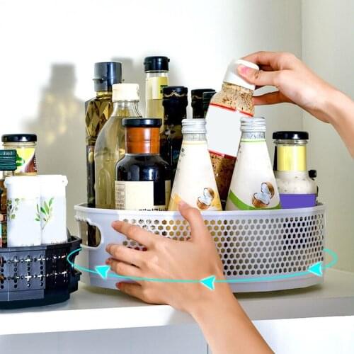 Plastic Turntable with Handle 360 degree Rotation Kitchen Storage Organizer Containers For Spice Snack Tray Non Slip Snack Tray