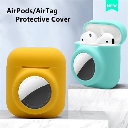 Durable 2 in 1 Soft Silicone For Apple AirTag Cases For AirPods Earphones Loss Prevention Case Accessories Skin Protective Cover