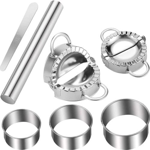 Dumplings Maker,7 Pack Stainless Steel Easy Pie Ravioli Empanadas Press Mold,Pierogi Cutter Wrappers Pastry Making Tools