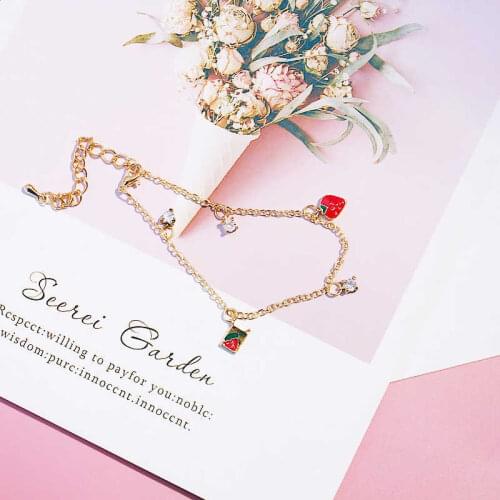 Simple Girl Bracelet Jewelry Crystal Fashion Strawberry Korean